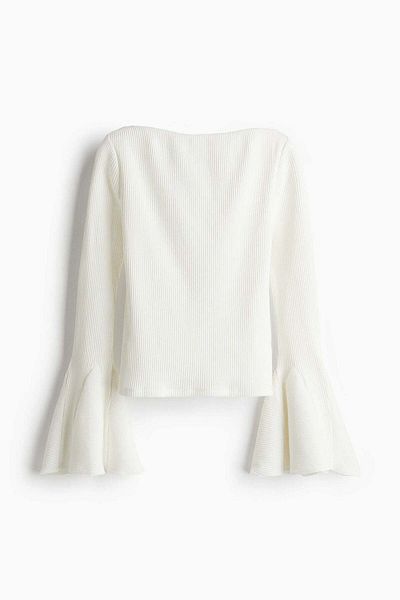 H&M Trumpet-sleeved ribbed top