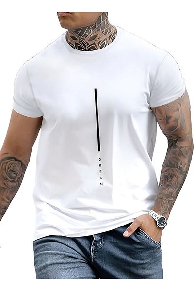 Frisson Men's Dream Printed Crew Neck Oversize Cotton T-Shirt