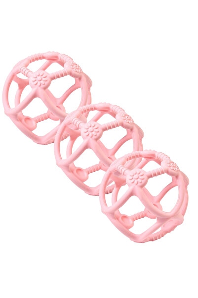 LUQU BABY كرة عضاضة من السيليكون - وردية - عبوة من 3 قطع