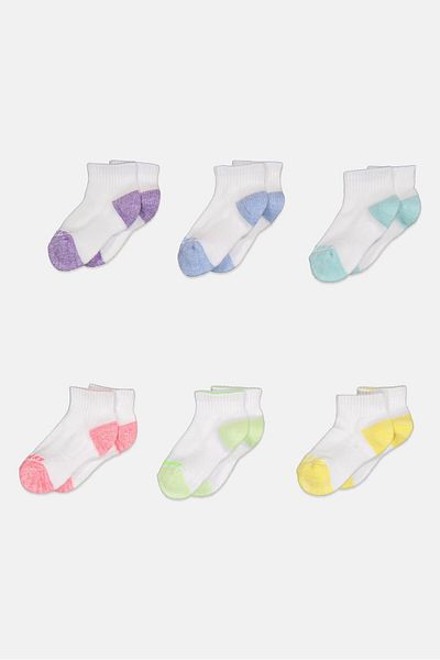 SKECHERS Toddlers Girl 6 Pairs Brand Logo Socks, White