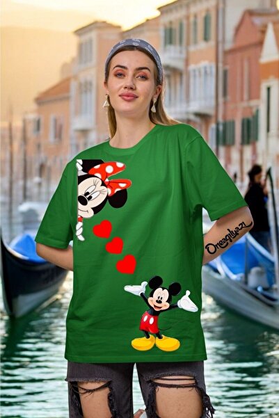 oneagılyazı Majica kratkih rukava za žene sa otiskom srca Miki Maus
