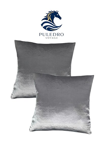 Puledro مجموعة من 2 غطاء وسادة مربع مزخرف مخملي ناعم مقاس 45 × 45 سم