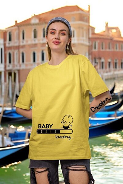 oneagılyazı Baby Loading Printed Women's Oversize T-Shirt