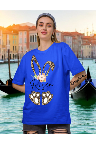 oneagılyazı تي شيرت نسائي كبير الحجم من Rabbit Risen