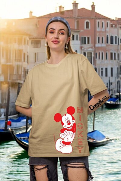 oneagılyazı Mickey Printed Women's Oversize T-Shirt