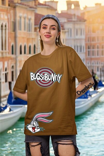 oneagılyazı Bugs Bunny Štampano Žene Oversize kroj T-shirt
