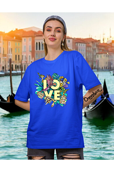 oneagılyazı Tricou oversize pentru femei cu imprimeu floral Lov