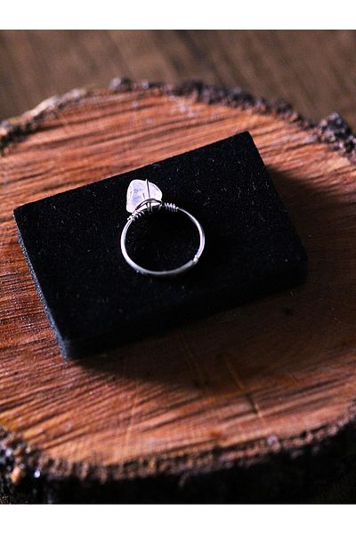 Paganca Pink Quartz Natural Stone Adjustable Ring