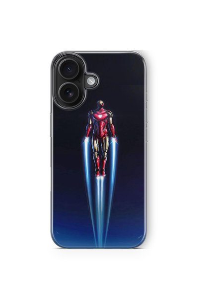 Multitronic حافظة شفافة مطبوعة بتصميم الرجل الحديدي متوافقة مع هاتف iPhone 16