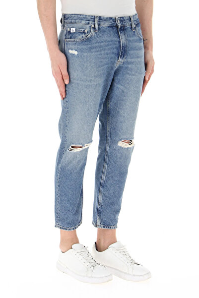 Calvin Klein Jeans Herren-Jeanshose – Logo, Reißverschluss und Knopfdetail, 4 Taschen, Farbe links