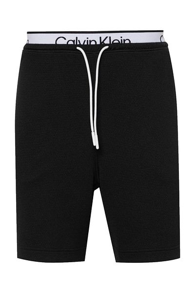 Calvin Klein Muži – černé šortky s logem a elastickým pasem, látka odvádějící vlhkost, stahovací šňůrka, každodenní použití