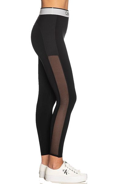 Calvin Klein Women's Brand Logo Elastic Band High Waisted Breathable Fabric Sporty Look Black Leggings 0