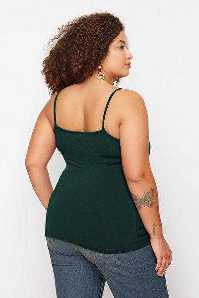 Trendyol Curve Πράσινη πλεκτή μπλούζα με λαιμόκοψη Degaje TBBSS24AF00006