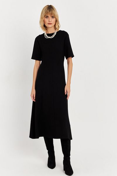 Cool & Modest Μαύρο Midi Sweat Γυναικείο Φόρεμα - MHOL102