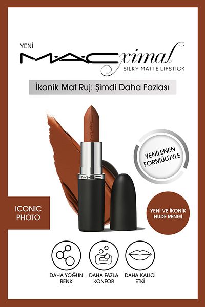 M.A.C Silky Matte Lipstick Lipstick That Provides Moisturizing Effect and Intense Color -Iconic Photo 3.5Gm