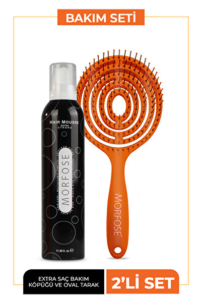 Morfose Oval Saç Fırçası + Saç Köpüğü Ekstra Sert Siyah 350 ml