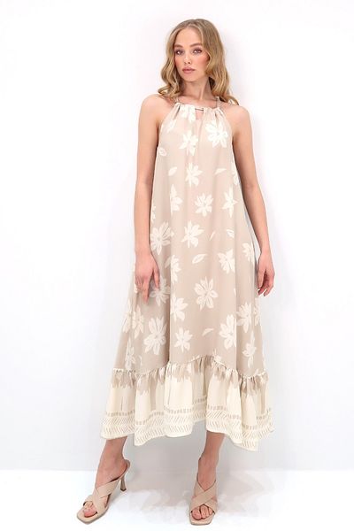 Trend Alaçatı Stili Damen-Sommerkleid mit String-Hosenträgern, Volants, Doppeltaschen, gewebt, ALC-X13648