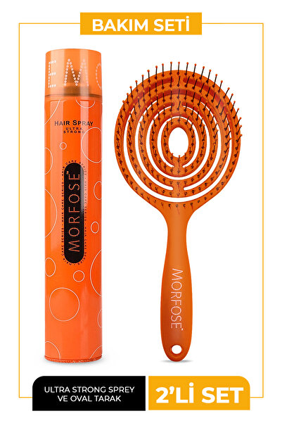 Morfose Oval Saç Fırçası + Saç Spreyi Ultra Sert Turuncu 400 ml