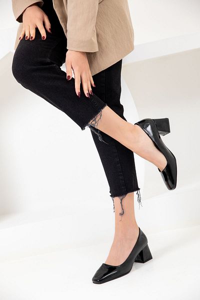 SOHO Patent Leather Black Women's Classic Heeled Shoes - 19671