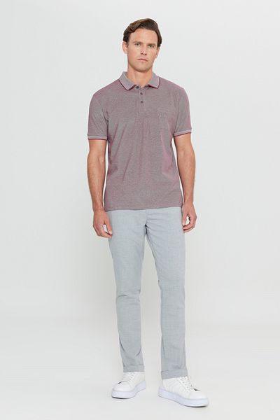 AC&Co / Altınyıldız Classics Claret Red Polo Collar Men's Relaxed Fit T-Shirt with Pockets - Non-Shrinkable Cotton Fabric