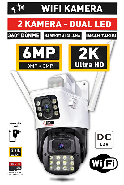 IDS -6MP - GECE GÖRÜŞLÜ - IŞIKLI - WIFI KAMERA - 360 KAMERA - GÜVENLİK KAMERASI - ALARM - HAREKET