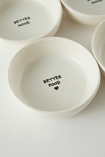 TRENDYOLMİLLA HOME 4-Piece Ceramic Heart Pit Plate/Bowl Set 16cm Tphss25Tbk00005