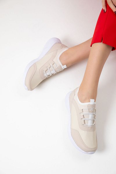 SOHO Beige-weiße Damen Sneakers 15226