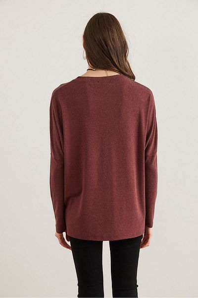 Olalook Γυναικεία Dark Rose Dusty Crew λαιμόκοψη μάλλινη μπλούζα βισκόζης BLZ- 19002801