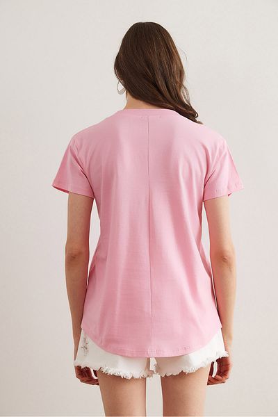 Olalook Női Candy Pink V-nyakú flaming póló TSH- 19000396