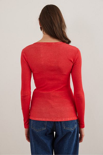 Olalook Korallenfarbene, gewaschene Camisole-Damenbluse – BLZ- 19000588