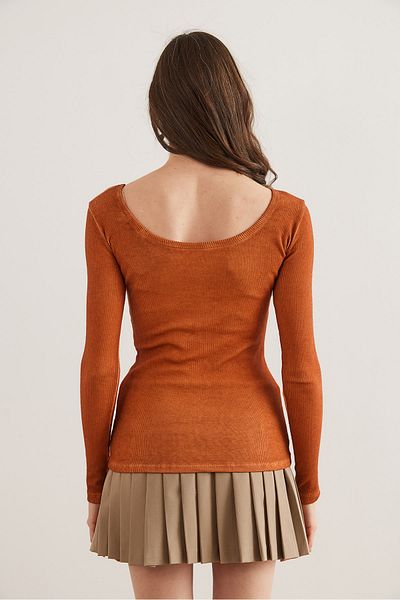Olalook Women's Washed Tan Wide Neck Camisole Blouse Blz- 19000722