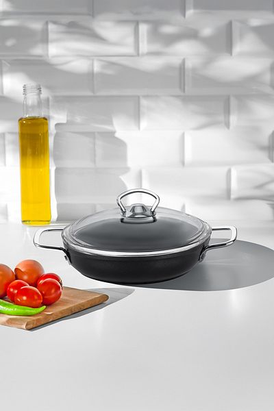 Nehir Titanium Black 22 cm Covered Saucepan