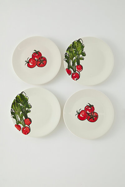 TRENDYOLMİLLA HOME Tarka Cermaik készlet 4 db mintás 19 cm-es tortatálból