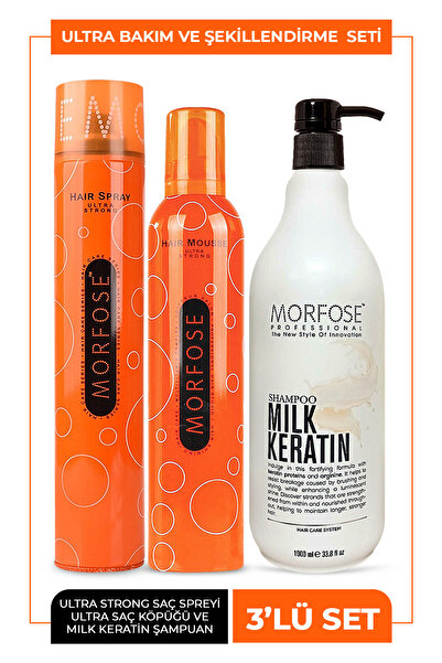 Morfose Milk Keratin Sütü Şampuanı 3'lü Ultra Bakım Ve Şekillendirme Seti