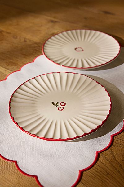Trendyol Collection Set of 4 Ceramic Fruit Patterned Cake Plates 22cm Tphss25Tbk00010