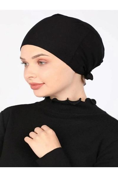 Armine Πρακτικό μαύρο χωρίς ραφή καπέλο Hijab - Αντιολισθητικό και με κορδόνια