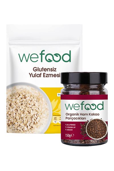 Wefood Gluten-Free Oatmeal 300 gr + Organic Raw Cocoa Particles 150 gr