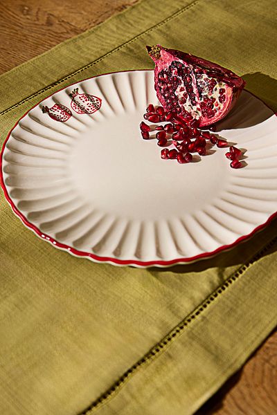 Trendyol Collection Ölgrünes 2-teiliges amerikanisches Service im Leinen-Look mit Stickereidetails, 33 x 50 cm