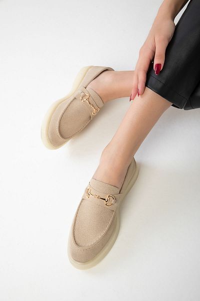 SOHO Beżowe Zamszowe Buty Damskie Loafers 20265