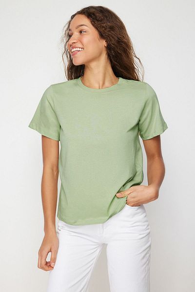 Trendyol Collection Petrol-Mint Crew Neck 100% bavlněné tričko 2 balení - TWOSS20TS0141