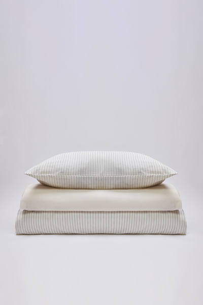 TRENDYOLMİLLA HOME Single Striped Anthracite Duvet Cover Set - Cotton and Polyester Blend 160X220Cm Tphss25Tkn00000