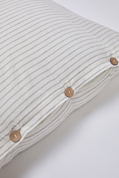 TRENDYOLMİLLA HOME Single Striped Anthracite Duvet Cover Set - Cotton and Polyester Blend 160X220Cm Tphss25Tkn00000