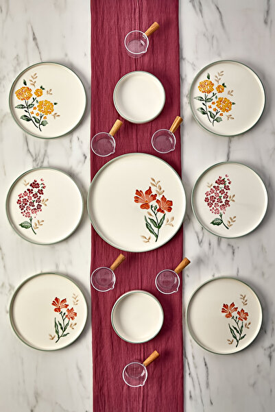 Kitchen Life 15 Pieces Flowers Presentation Set for 6 People - Floral Pattern...