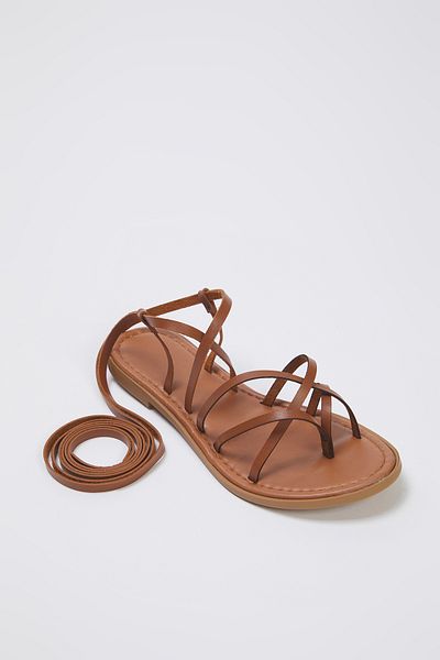 TRENDYOL SHOES Hellbraune Damen-Flip-Flops mit Knöchelriemen TAKSS25SD00021