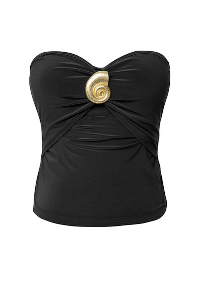 Trendyol Collection Limited Edition – Schwarze trägerlose Strickbluse TPRSS25BZ00032