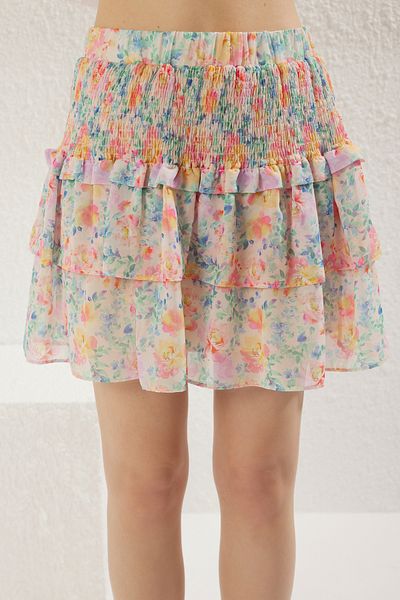 Trendyol Collection Multicolor Floral Print Ruffled Mini Length Woven Skirt Twoss25Et00103