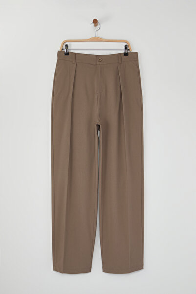 Trendyol Collection Limitovaná edice béžových širokých látkových kalhot Tmnss25Pl00015