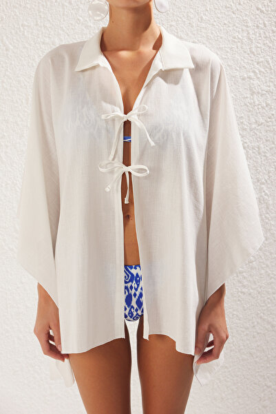 Trendyol Collection Ecru Woven Bat Sleeve Shirt Tbess25Go00010