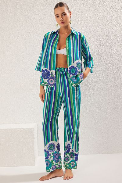 Trendyol Collection Cotton and Viscous Blend - 50% Woven, Multicolor Printed