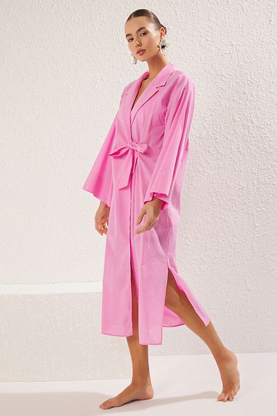 Trendyol Collection Maxi Pink Double Breasted Beach Kimono – 100 % Baumwolle TBESS25KM00004